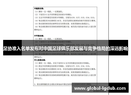 足协准入名单发布对中国足球俱乐部发展与竞争格局的深远影响 足协准入名单发布对中国足球俱乐部发展与竞争格局的深远影响