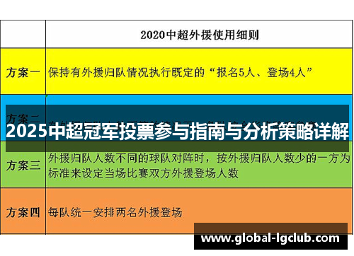 2025中超冠军投票参与指南与分析策略详解 2025中超冠军投票参与指南与分析策略详解
